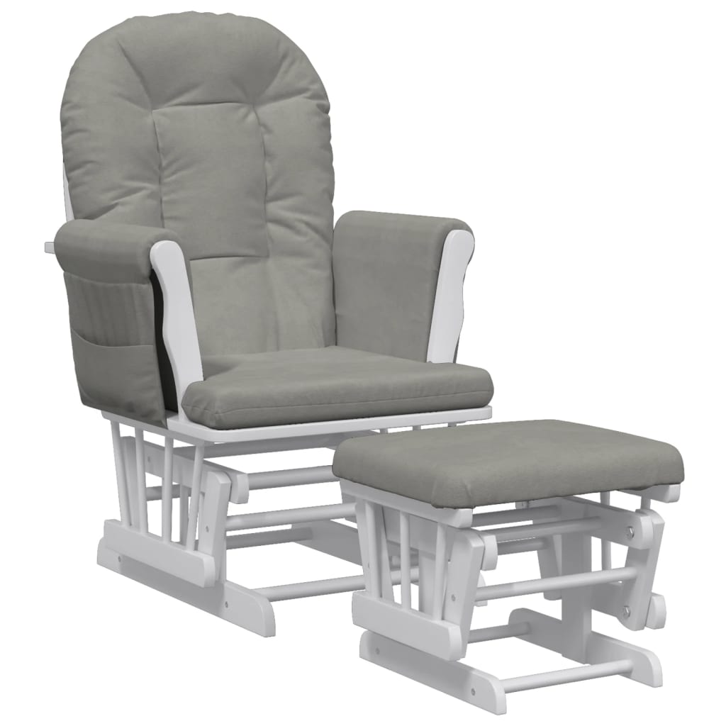 Křeslo Glider Se Stoličkou Světle Šedé Textil