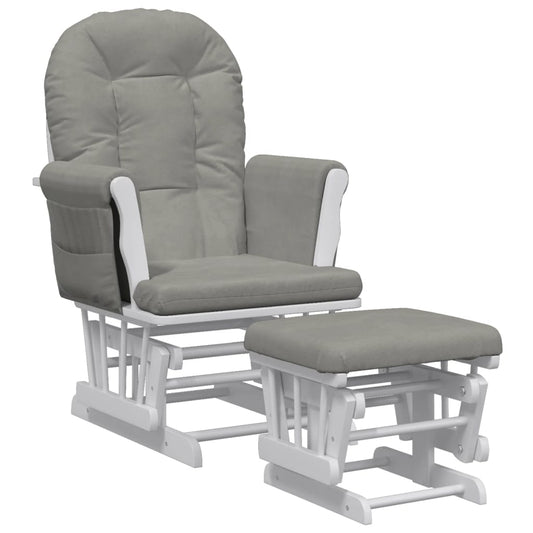 Křeslo Glider Se Stoličkou Světle Šedé Textil