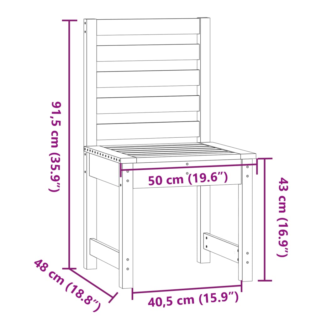 Zahradní Židle 2 Ks Šedé 40,5X48X91,5 Cm Masivní Borové Dřevo