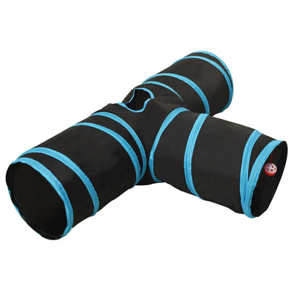 Kočičí Tunel 3Cestný Černý A Modrý 90 Cm Polyester