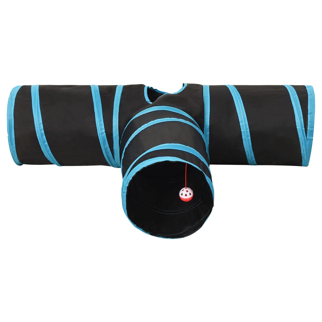 Kočičí Tunel 3Cestný Černý A Modrý 90 Cm Polyester