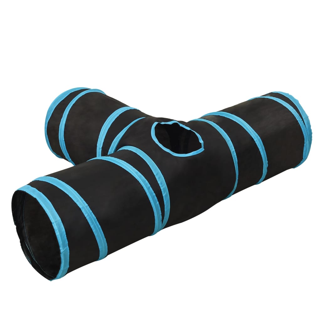 Kočičí Tunel 3Cestný Černý A Modrý 90 Cm Polyester