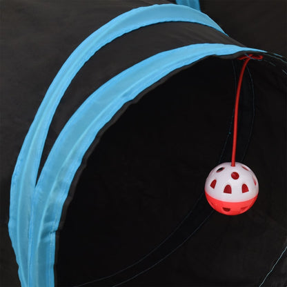 Kočičí Tunel 3Cestný Černý A Modrý 90 Cm Polyester