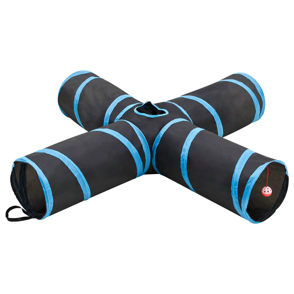 Kočičí Tunel 4Cestný Černý A Modrý 132 Cm Polyester