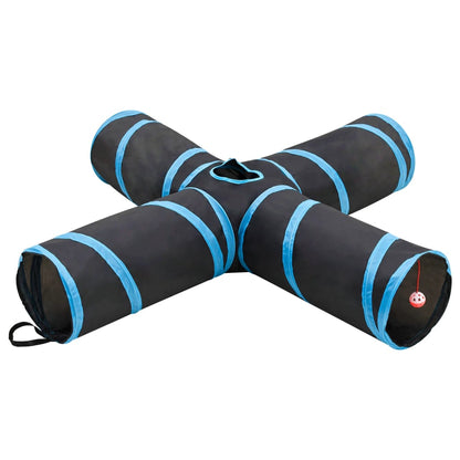Kočičí Tunel 4Cestný Černý A Modrý 132 Cm Polyester