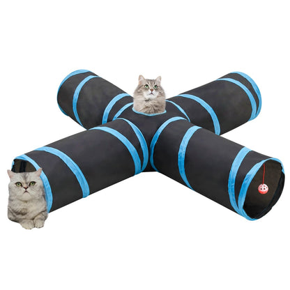 Kočičí Tunel 4Cestný Černý A Modrý 132 Cm Polyester