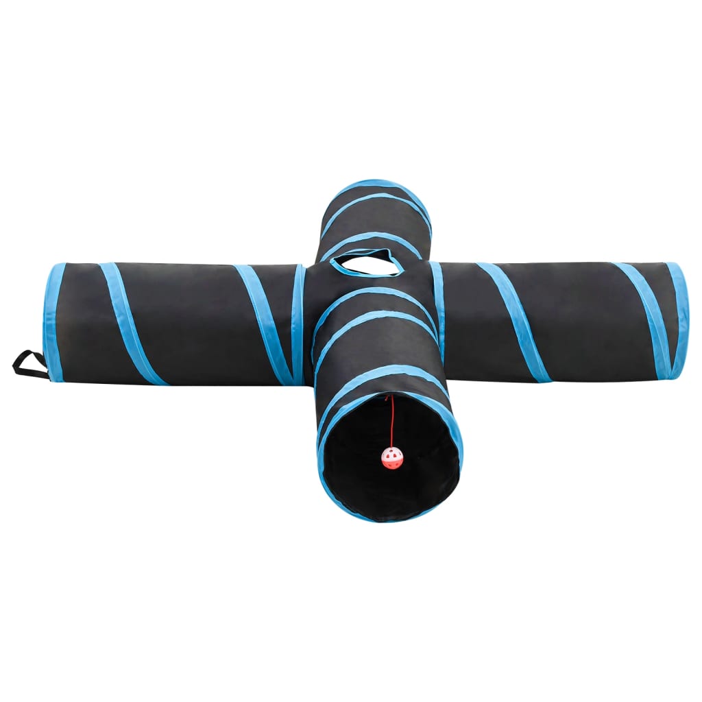 Kočičí Tunel 4Cestný Černý A Modrý 132 Cm Polyester