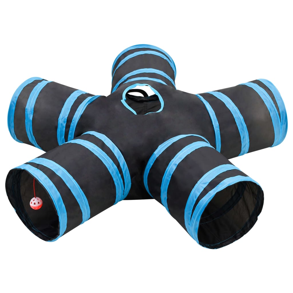 Kočičí Tunel 5Cestný Černý A Modrý 25 Cm Polyester