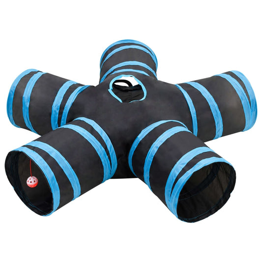 Kočičí Tunel 5Cestný Černý A Modrý 25 Cm Polyester