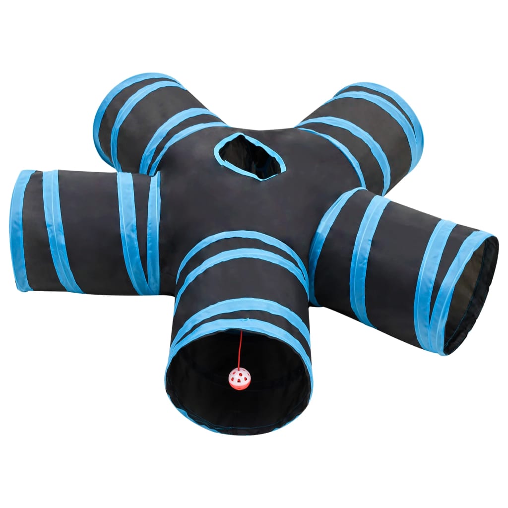 Kočičí Tunel 5Cestný Černý A Modrý 25 Cm Polyester