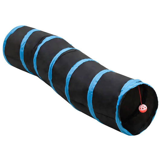 Kočičí Tunel Ve Tvaru S Černý A Modrý 122 Cm Polyester