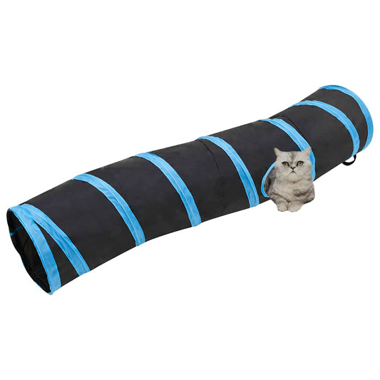 Kočičí Tunel Ve Tvaru S Černý A Modrý 122 Cm Polyester