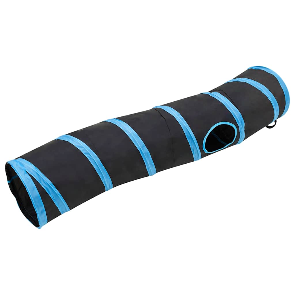 Kočičí Tunel Ve Tvaru S Černý A Modrý 122 Cm Polyester