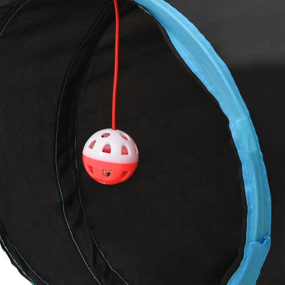Kočičí Tunel Ve Tvaru S Černý A Modrý 122 Cm Polyester