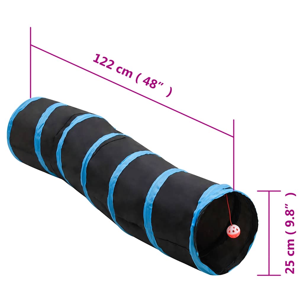Kočičí Tunel Ve Tvaru S Černý A Modrý 122 Cm Polyester