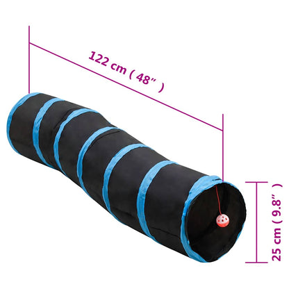 Kočičí Tunel Ve Tvaru S Černý A Modrý 122 Cm Polyester