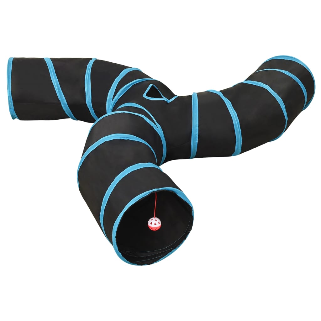 Kočičí Tunel 3Cestný Černý A Modrý 25 Cm Polyester