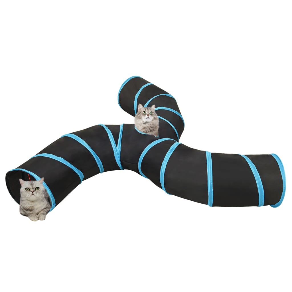 Kočičí Tunel 3Cestný Černý A Modrý 25 Cm Polyester