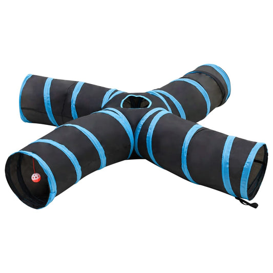 Kočičí Tunel 4Cestný Černý A Modrý 25 Cm Polyester