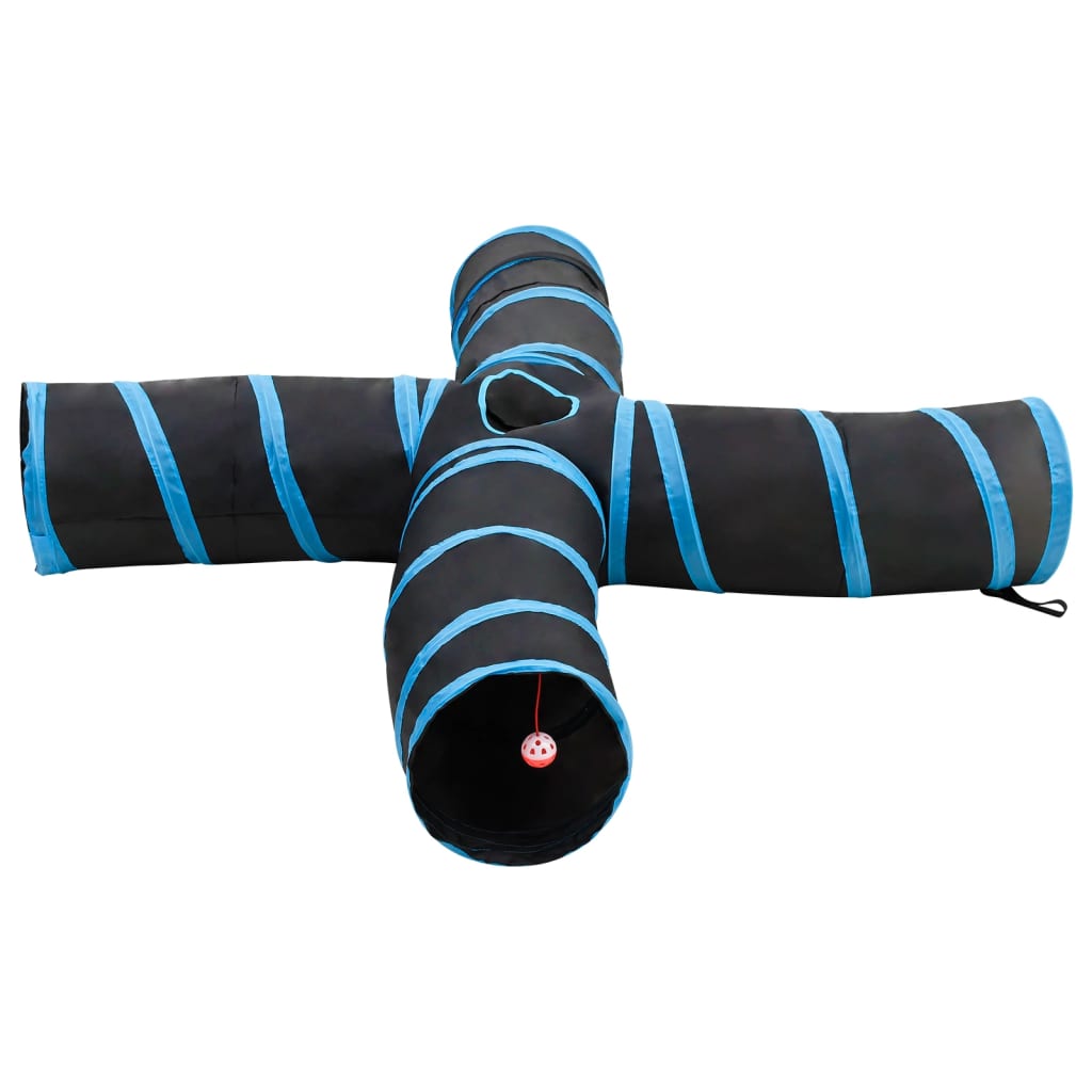 Kočičí Tunel 4Cestný Černý A Modrý 25 Cm Polyester