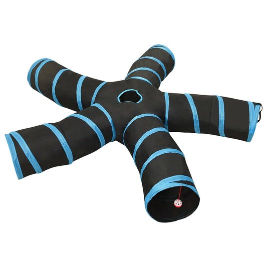 Kočičí Tunel 5Cestný Černý A Modrý 25 Cm Polyester