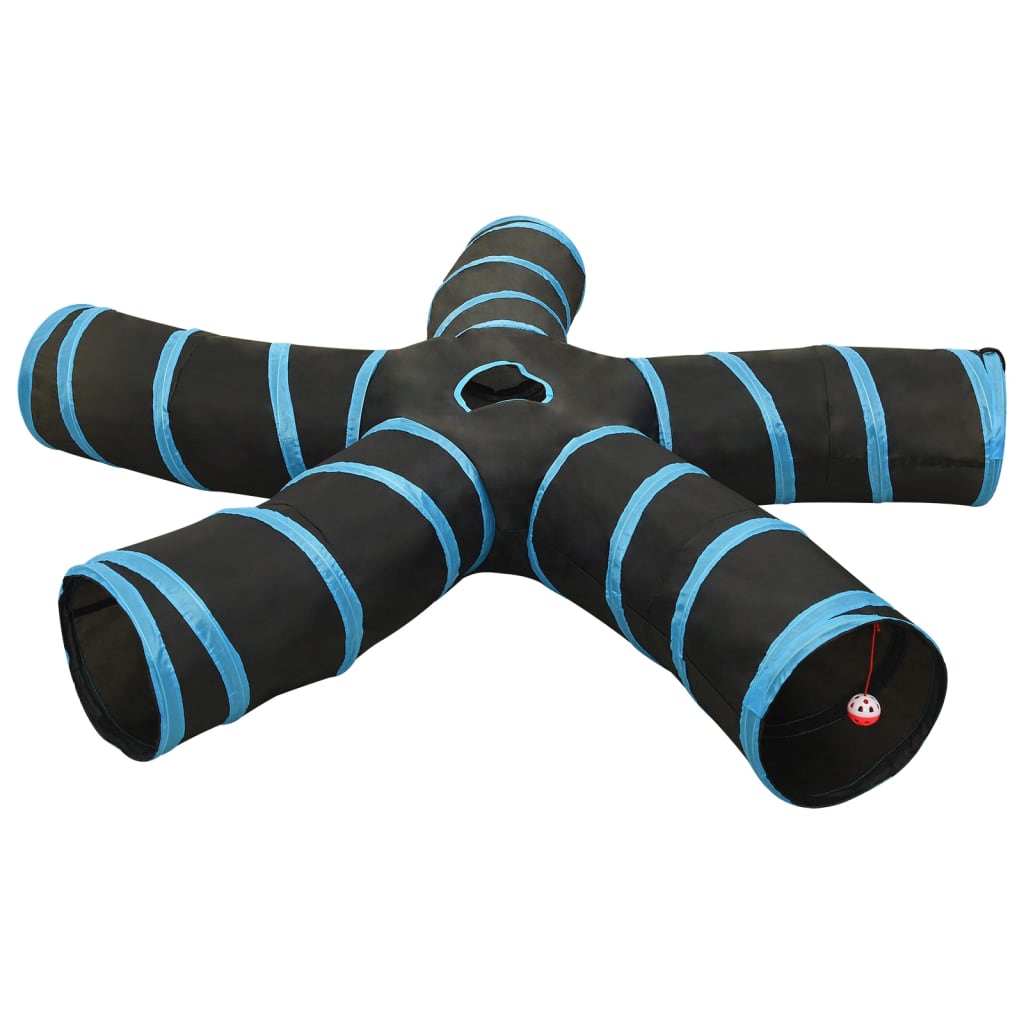Kočičí Tunel 5Cestný Černý A Modrý 25 Cm Polyester