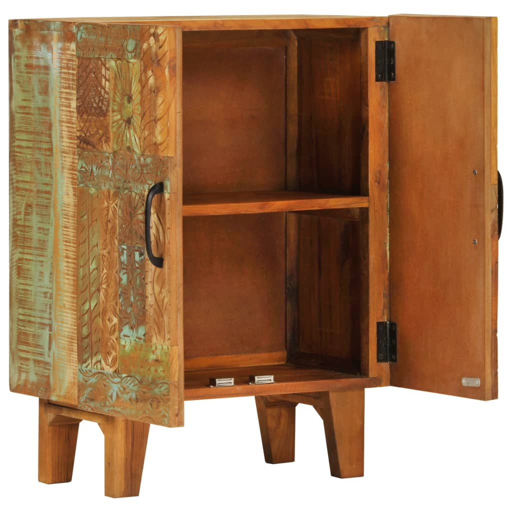 Ručně Vyřezávaný Příborník 55X30X75Cm Masivní Recyklované Dřevo