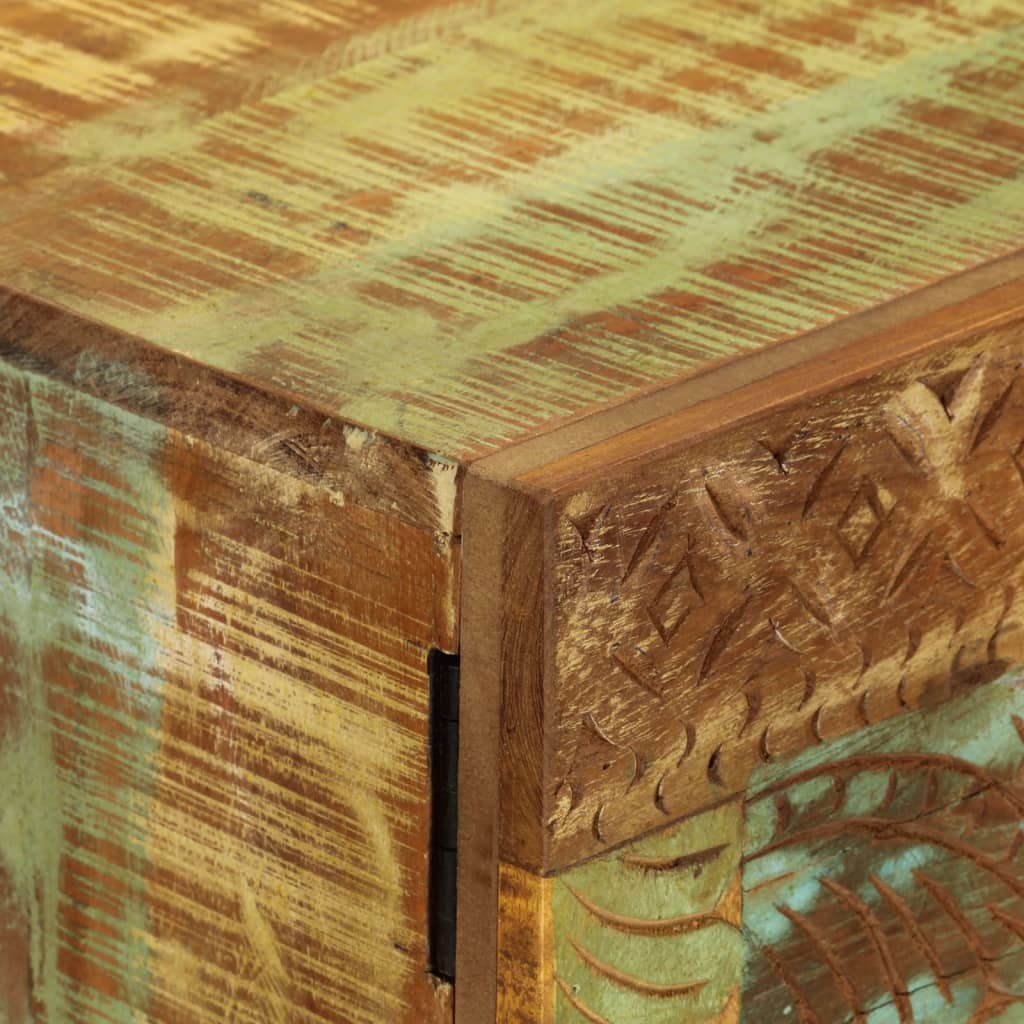 Ručně Vyřezávaný Příborník 55X30X75Cm Masivní Recyklované Dřevo