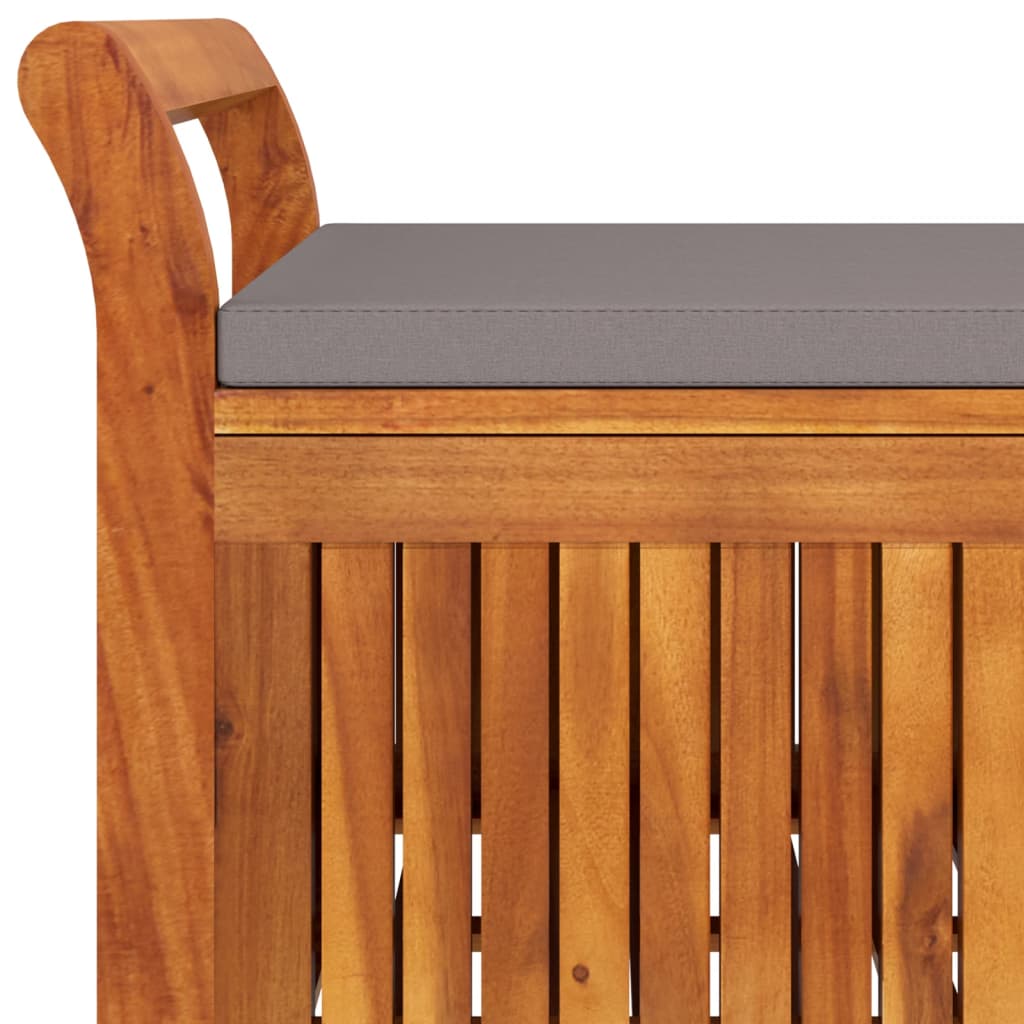 Zahradní Úložná Lavice S Poduškou 126 Cm Masivní Akáciové Dřevo