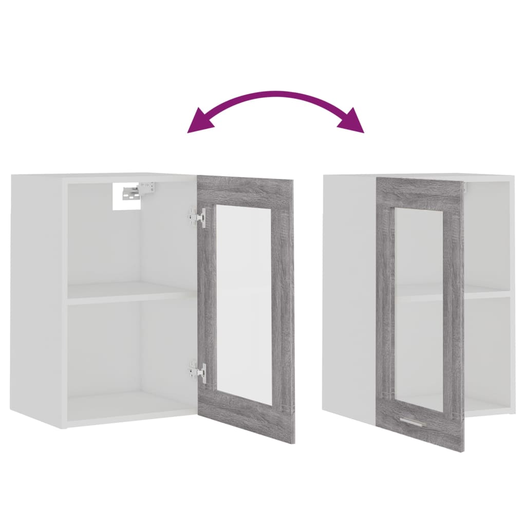 Závěsná Prosklená Skříňka Šedá Sonoma 40 X 31 X 60 Cm Kompozit Šedá Sonoma