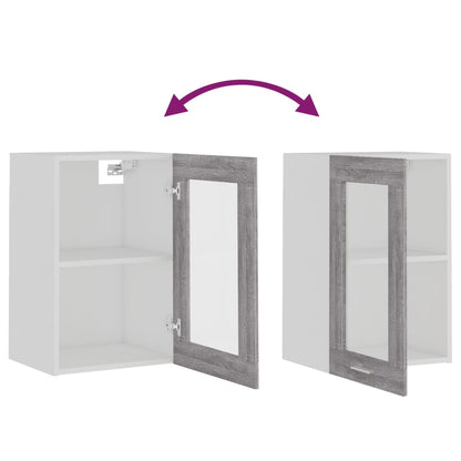 Závěsná Prosklená Skříňka Šedá Sonoma 40 X 31 X 60 Cm Kompozit Šedá Sonoma