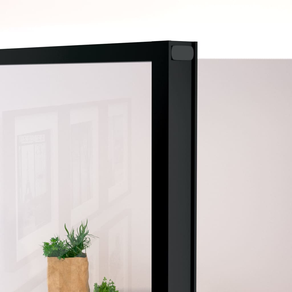 Interiérové Dveře Černé 76X201,5 Cm Tvrzené Sklo A Hliník Úzké Černá A Průhledná