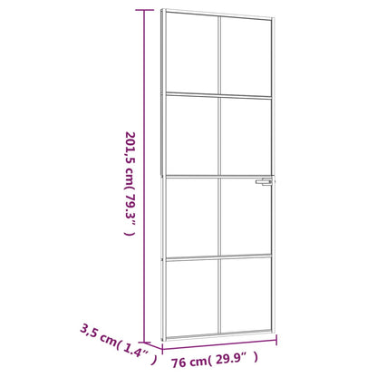 Interiérové Dveře Černé 76X201,5 Cm Tvrzené Sklo A Hliník Úzké Černá A Průhledná