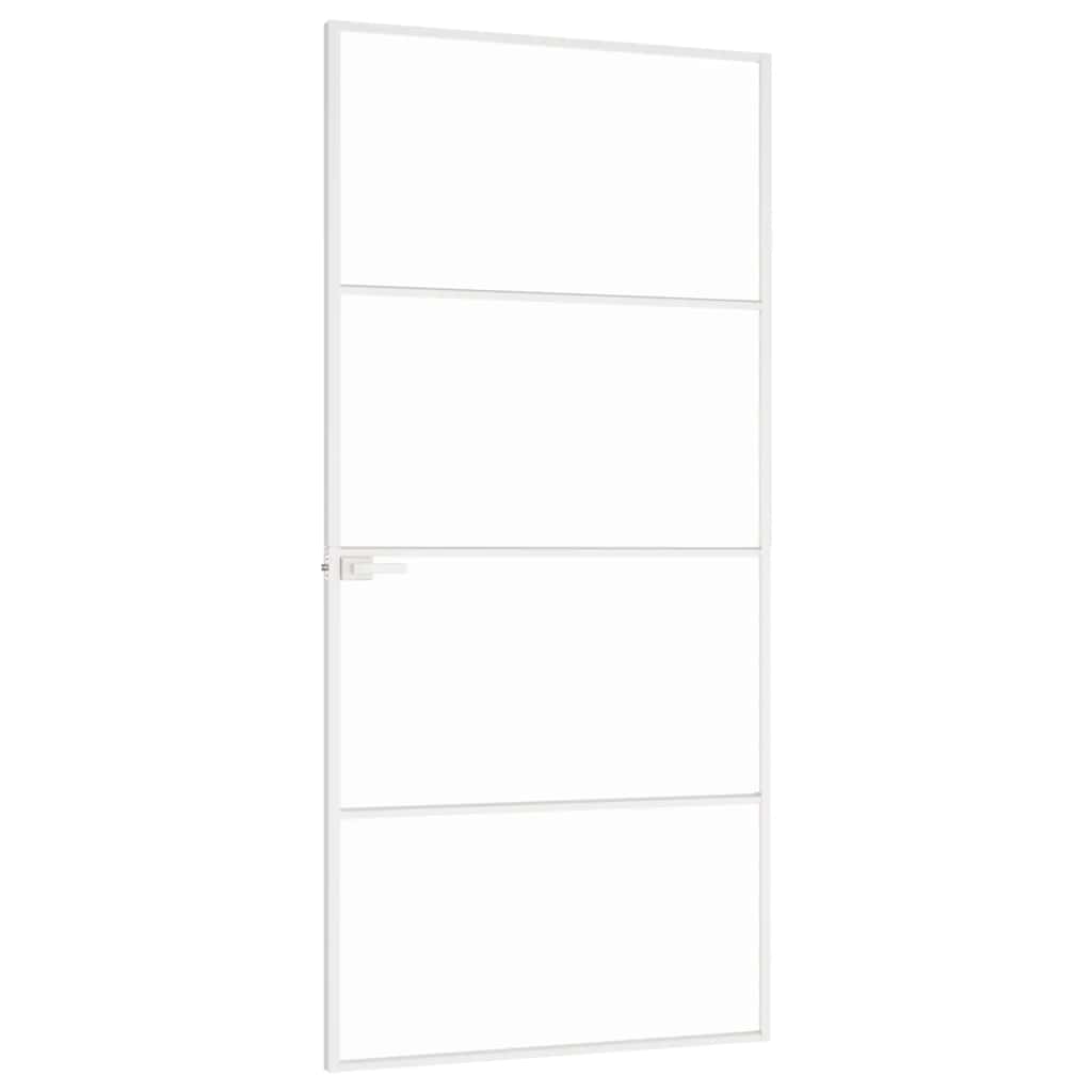 Interiérové Dveře Bílé 93X201,5 Cm Tvrzené Sklo A Hliník Úzké