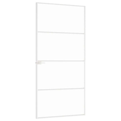 Interiérové Dveře Bílé 93X201,5 Cm Tvrzené Sklo A Hliník Úzké