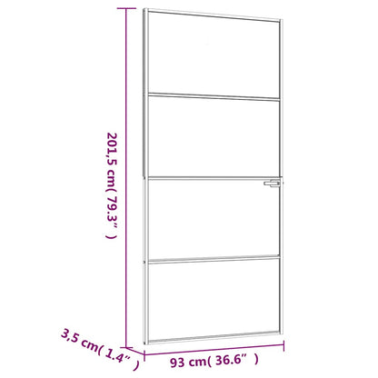 Interiérové Dveře Bílé 93X201,5 Cm Tvrzené Sklo A Hliník Úzké