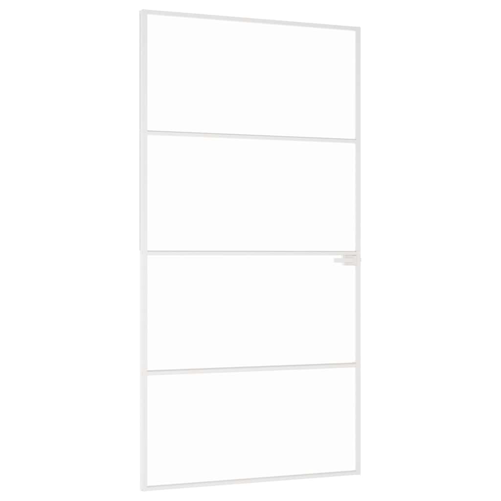 Interiérové Dveře Bílé 102X201,5 Cm Tvrzené Sklo A Hliník Úzké