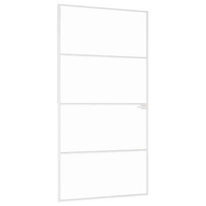 Interiérové Dveře Bílé 102X201,5 Cm Tvrzené Sklo A Hliník Úzké