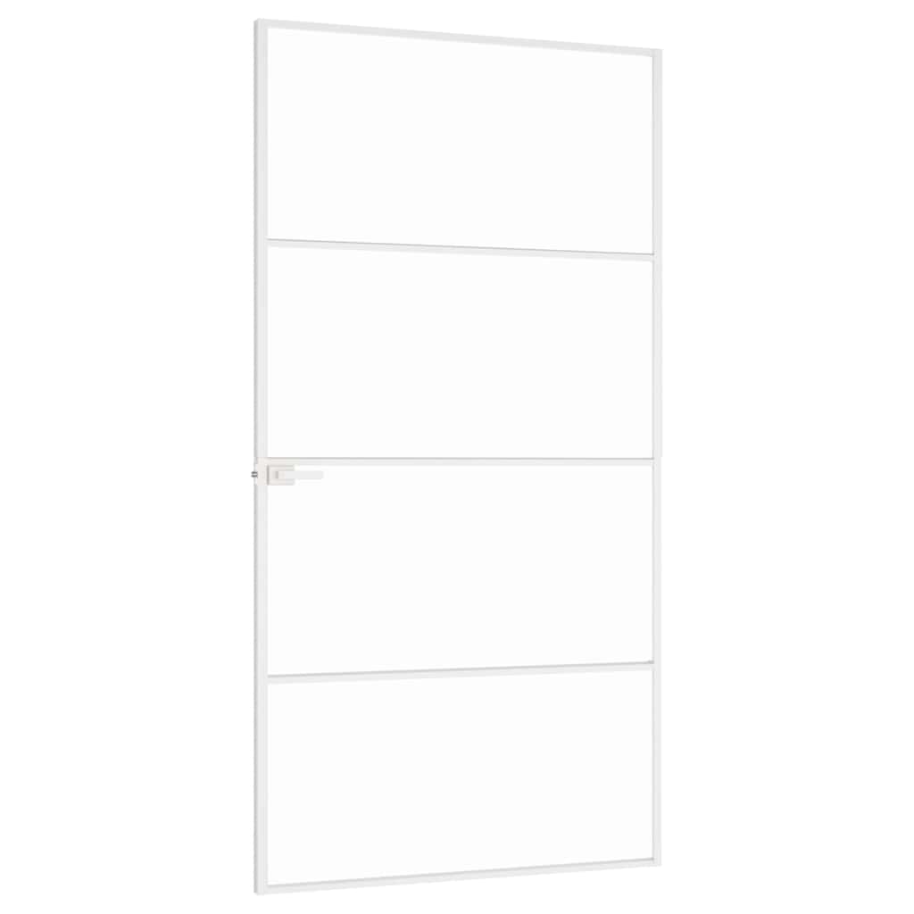 Interiérové Dveře Bílé 102X201,5 Cm Tvrzené Sklo A Hliník Úzké