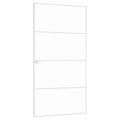 Interiérové Dveře Bílé 102X201,5 Cm Tvrzené Sklo A Hliník Úzké
