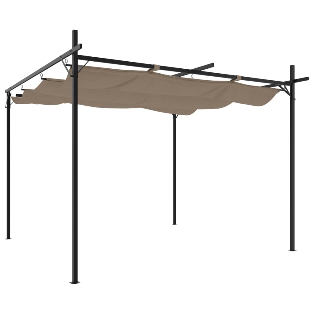 Pergola Se Zatahovací Střechou Taupe 295 X 292 X 230 Cm