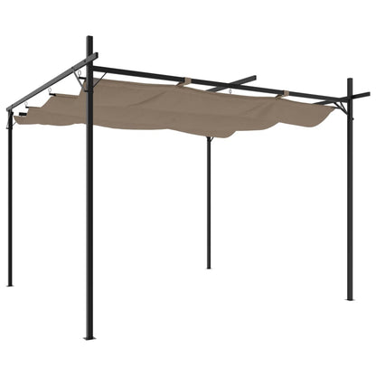 Pergola Se Zatahovací Střechou Taupe 295 X 292 X 230 Cm