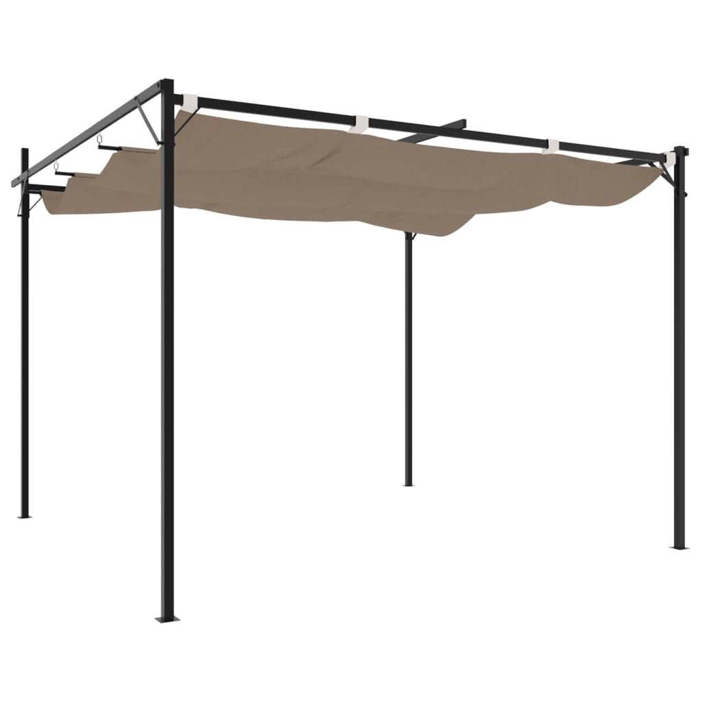 Pergola Se Zatahovací Střechou Taupe 295 X 292 X 230 Cm