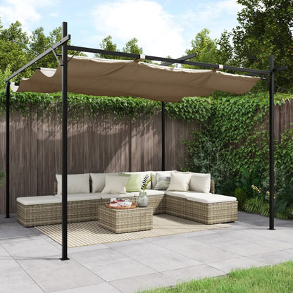 Pergola Se Zatahovací Střechou Taupe 295 X 292 X 230 Cm