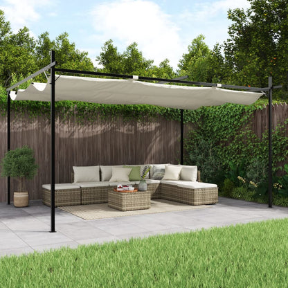 Pergola Se Zatahovací Střechou Krémová 395 X 292 X 230 Cm
