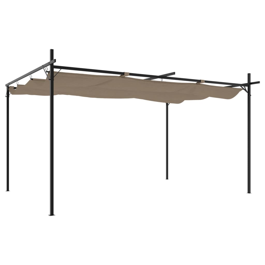 Pergola Se Zatahovací Střechou Taupe 395 X 292 X 230 Cm