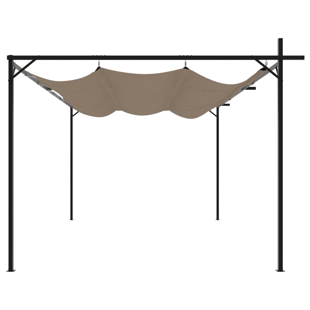 Pergola Se Zatahovací Střechou Taupe 395 X 292 X 230 Cm