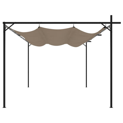 Pergola Se Zatahovací Střechou Taupe 395 X 292 X 230 Cm