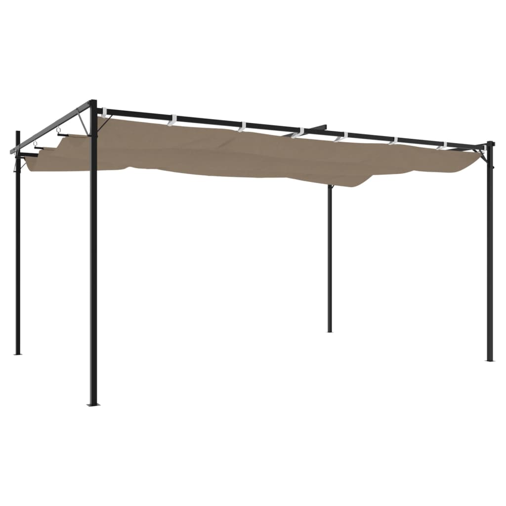 Pergola Se Zatahovací Střechou Taupe 395 X 292 X 230 Cm
