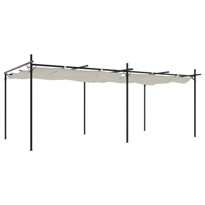 Pergola Se Zatahovací Střechou Krémová 589 X 292 X 230 Cm